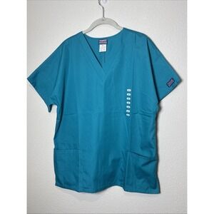 Cherokee Workwear Unisex Scrub Short Sleeve Top Teal Blue Size Medium NWT!